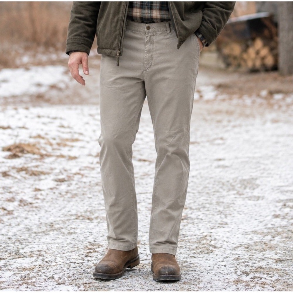 Cabela's Mens 34x32 Huntsman Chino Pants Khaki Flannel Lined Canvas Workwear